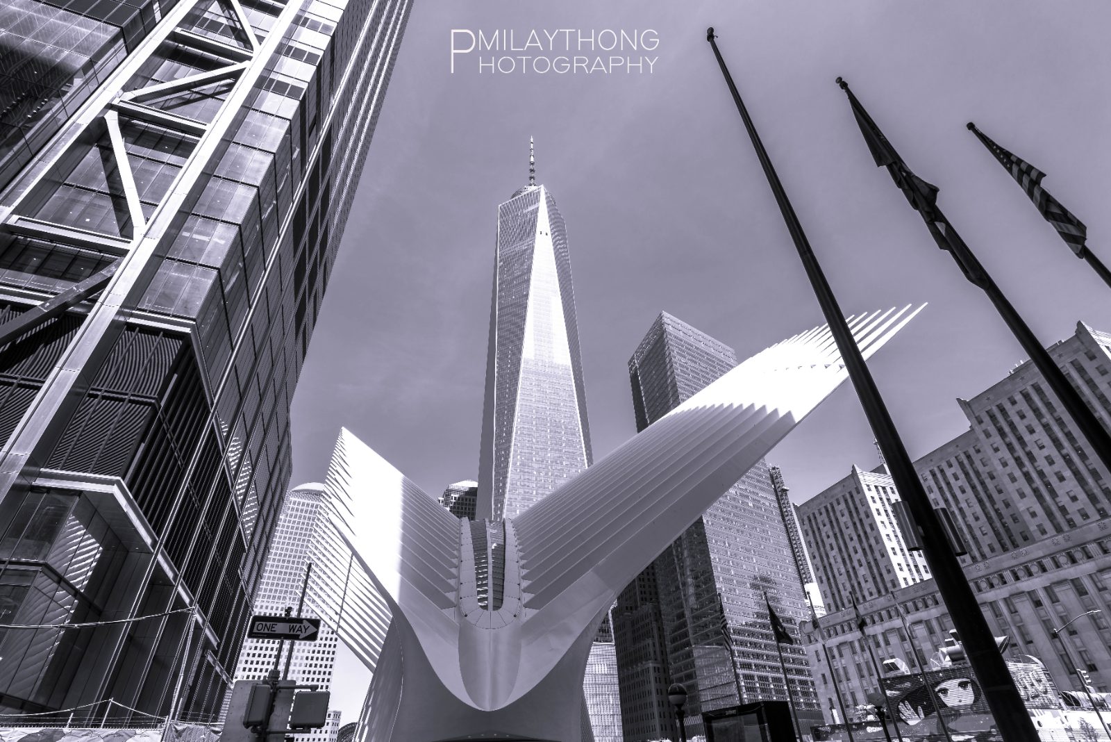 WTC Oculus and One World Trade, black and white